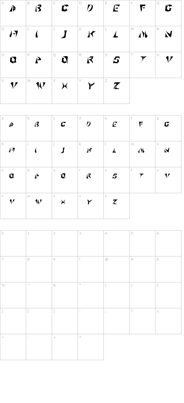 klingonscript character map