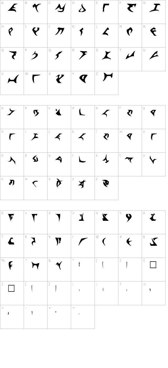 KlingonTNG character map