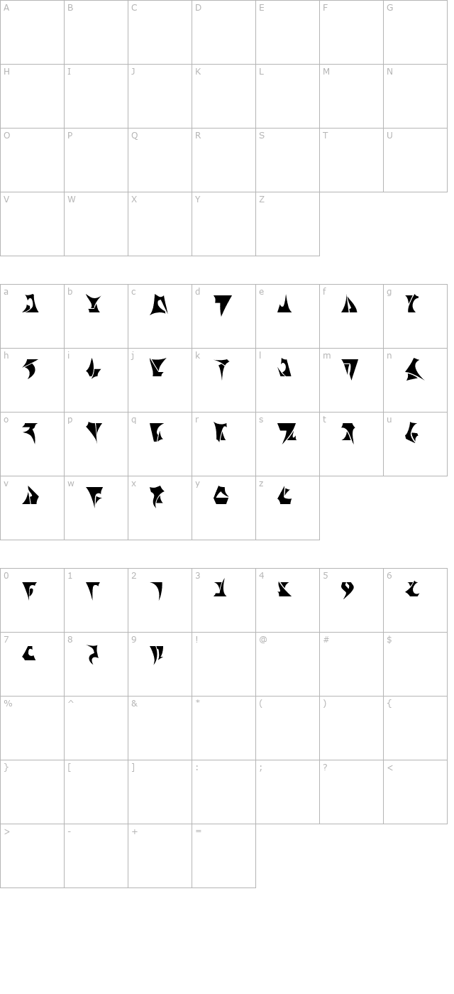 Klinzhai character map