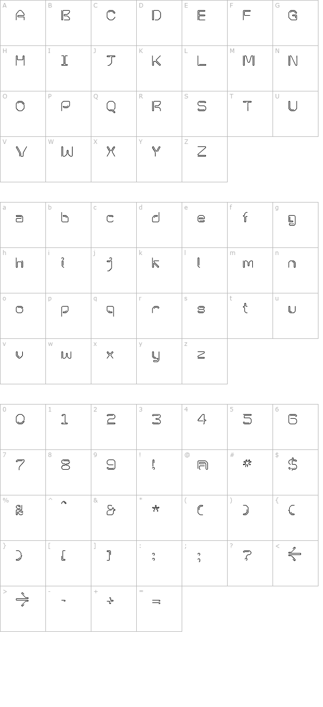 KneeonBold character map