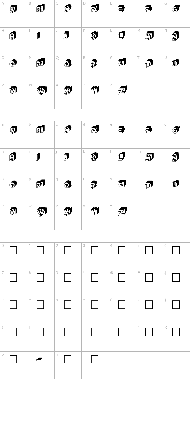 Knockout Regular character map