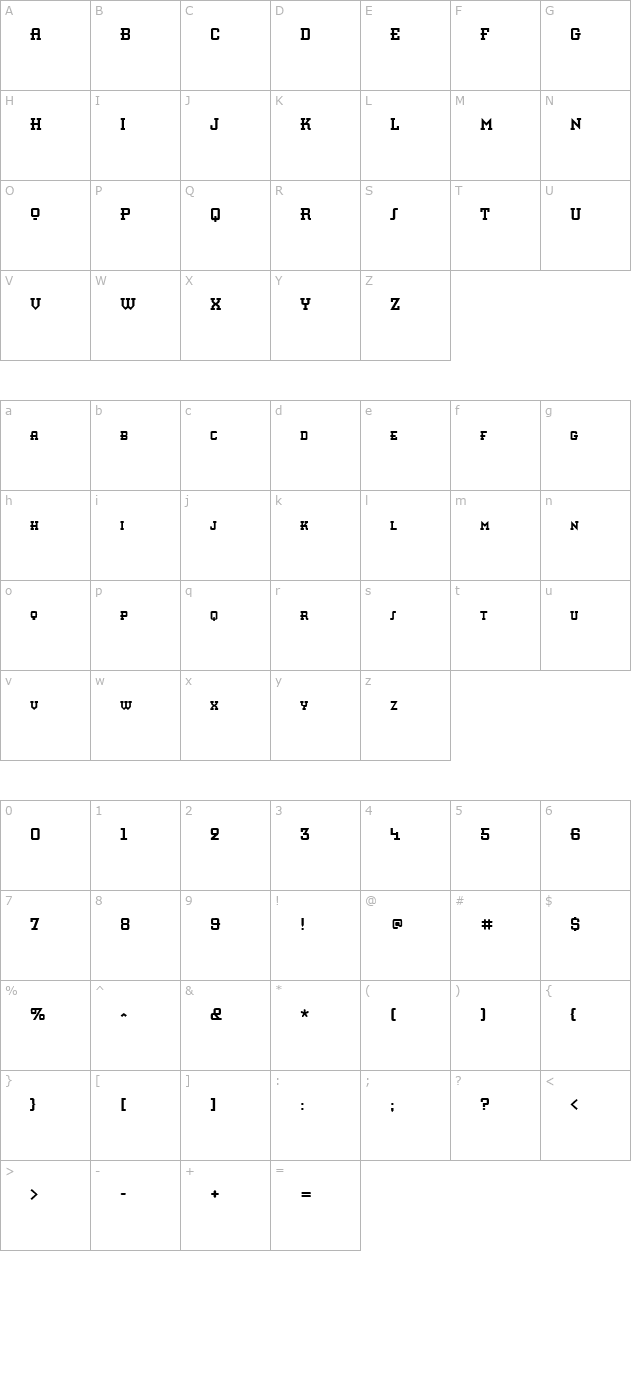 Knomen Condensed character map