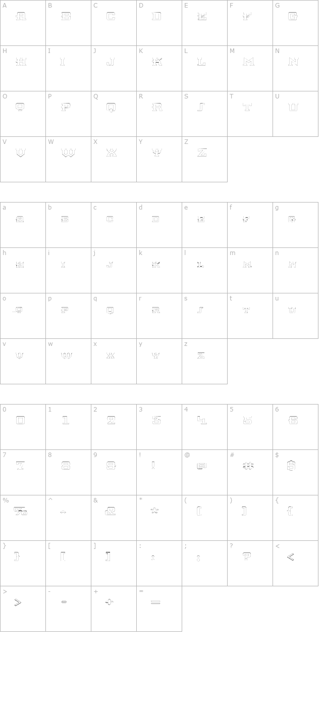 KnomenOutlineExtended character map