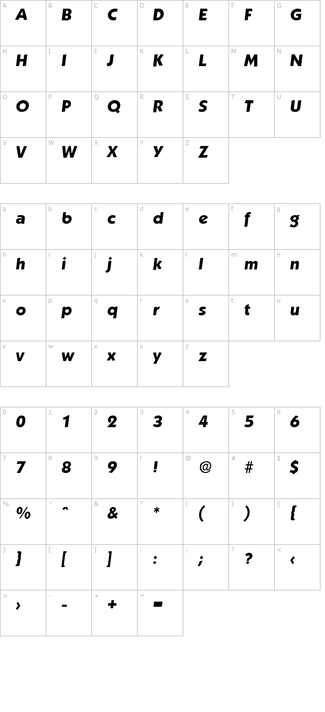 koblenz-boldita character map