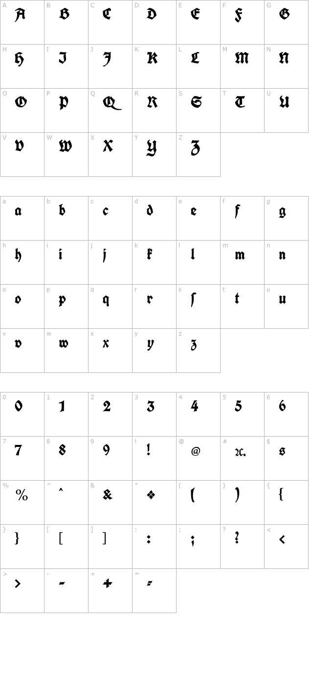Koch Fette Deutsche Schrift character map