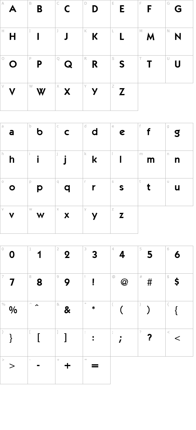 KochModernDemi-Regular character map