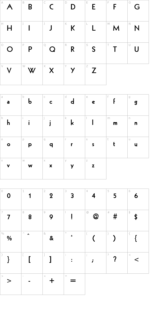 KochOriginal-Bold character map