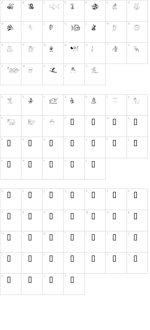 komedy-kritters character map