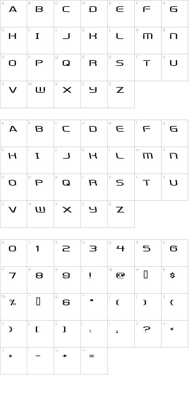 Kometenmelodie 2 character map