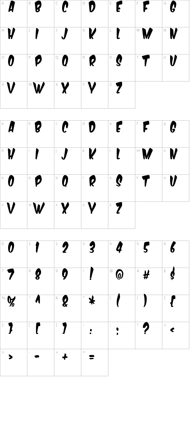 Komika Boogie character map