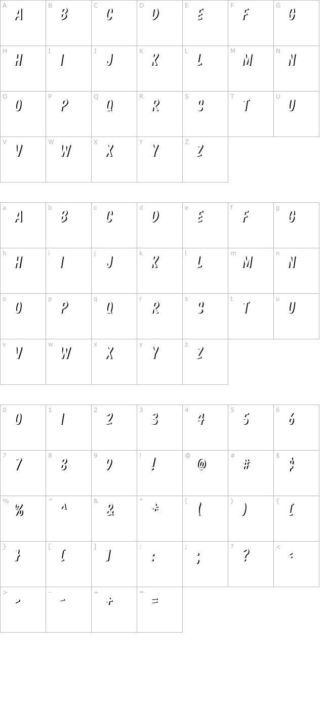 Komika Boss character map