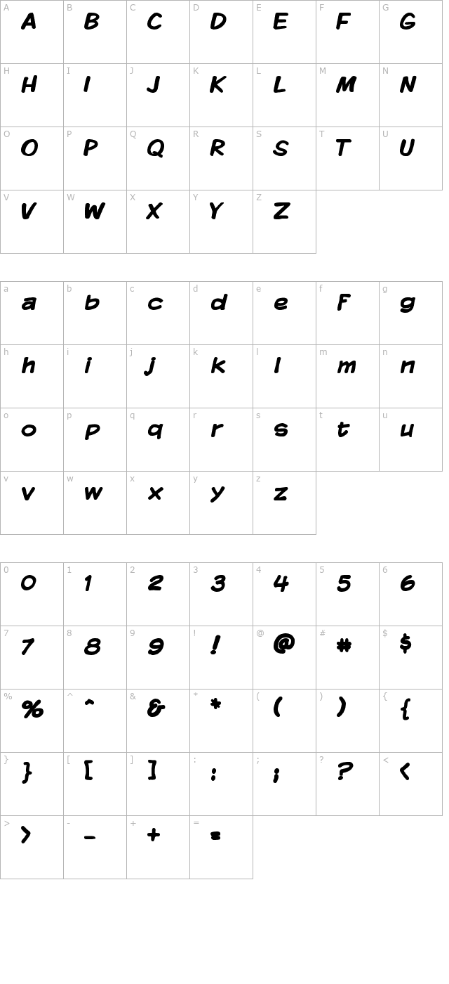 komika-display-bold character map