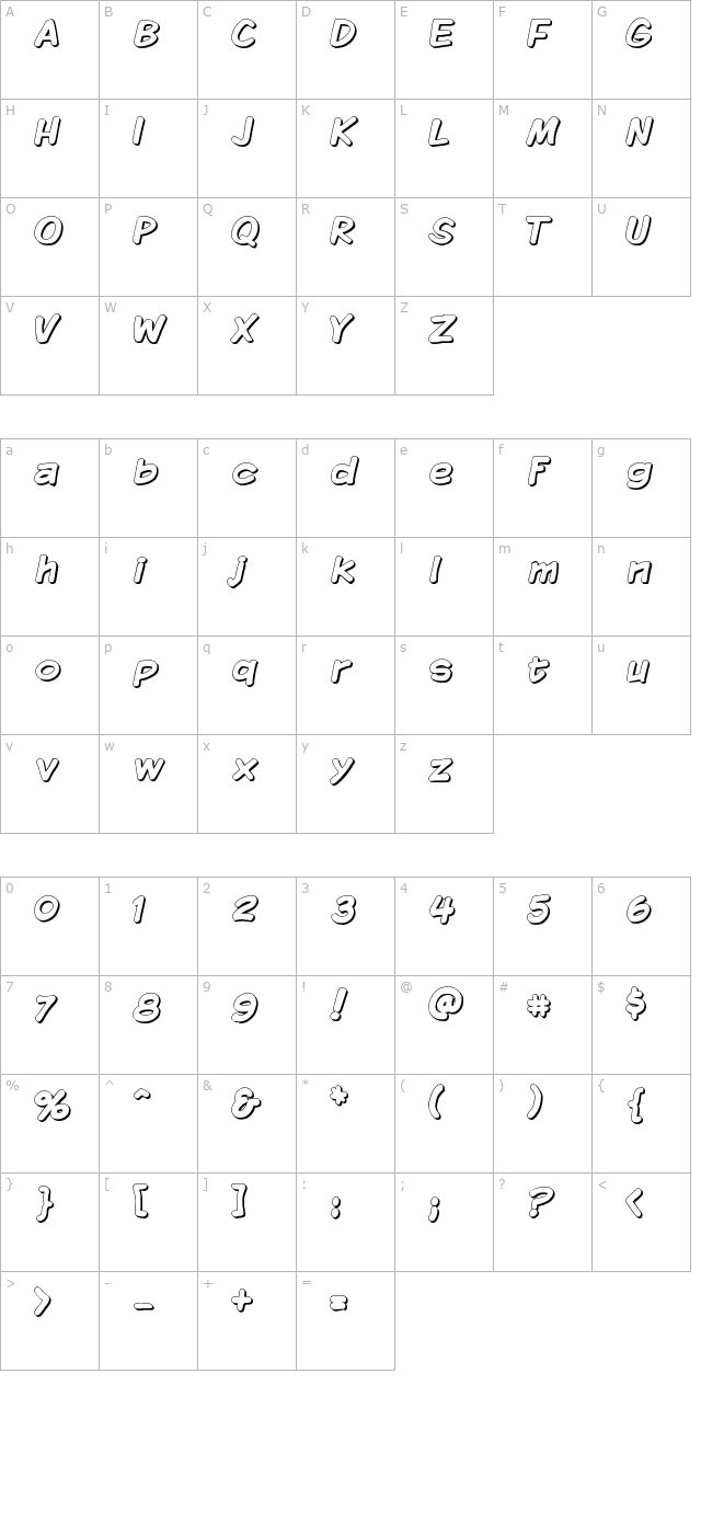 Komika Display - Shadow character map