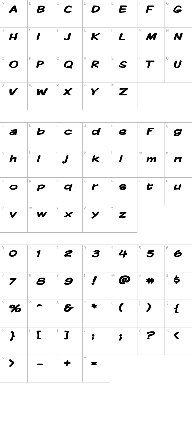 Komika Display Wide Bold character map