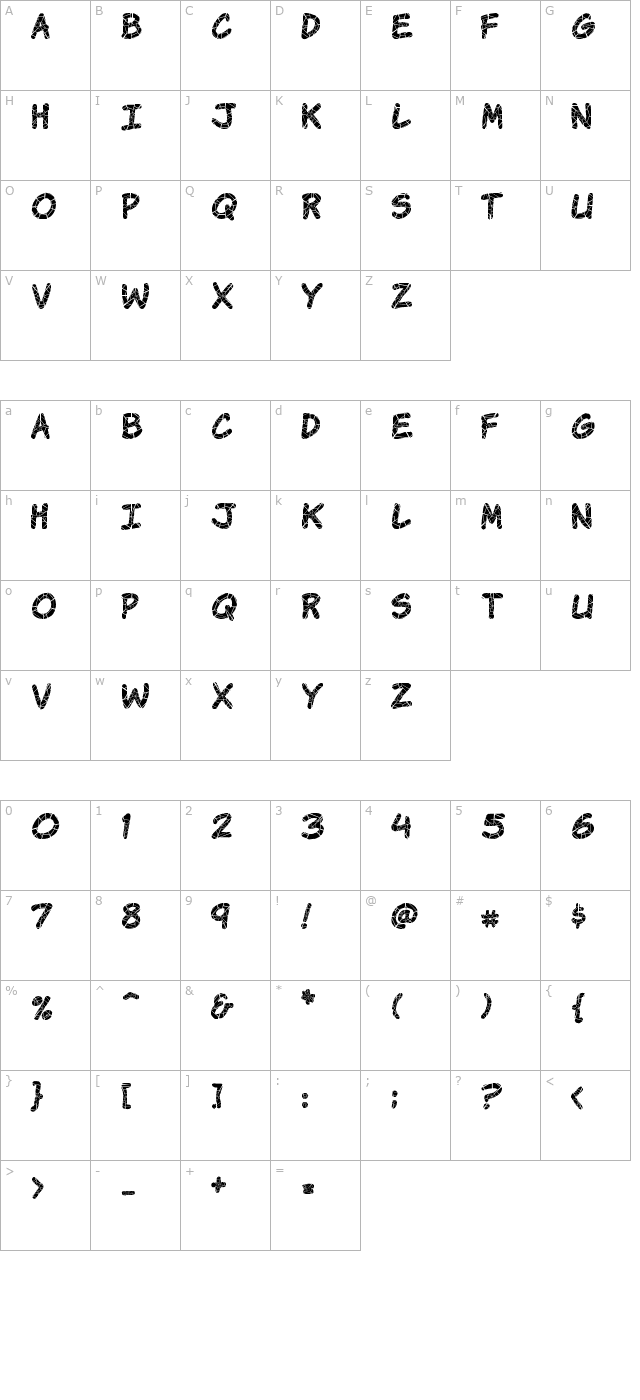 Komika Krak character map