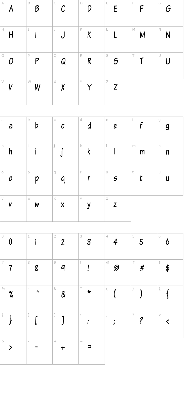 komika-text-tight character map