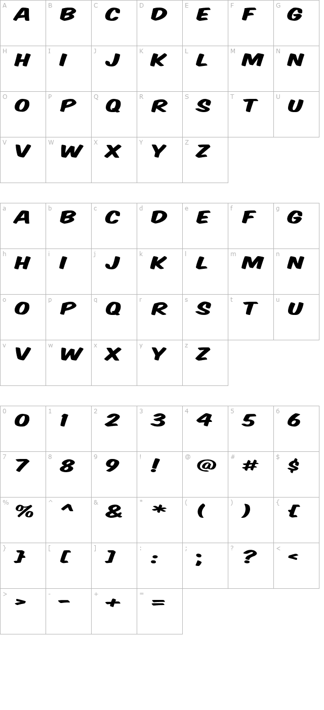 Komika Title - Wide character map