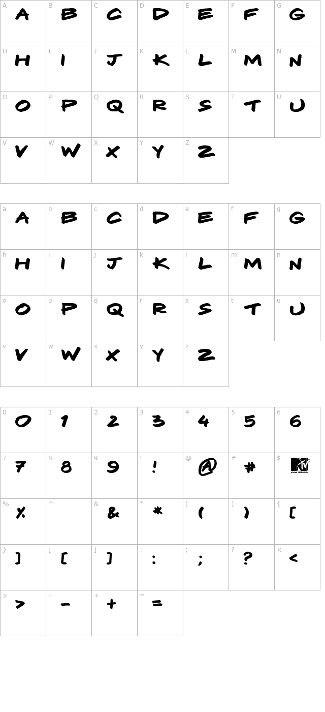 Komix character map