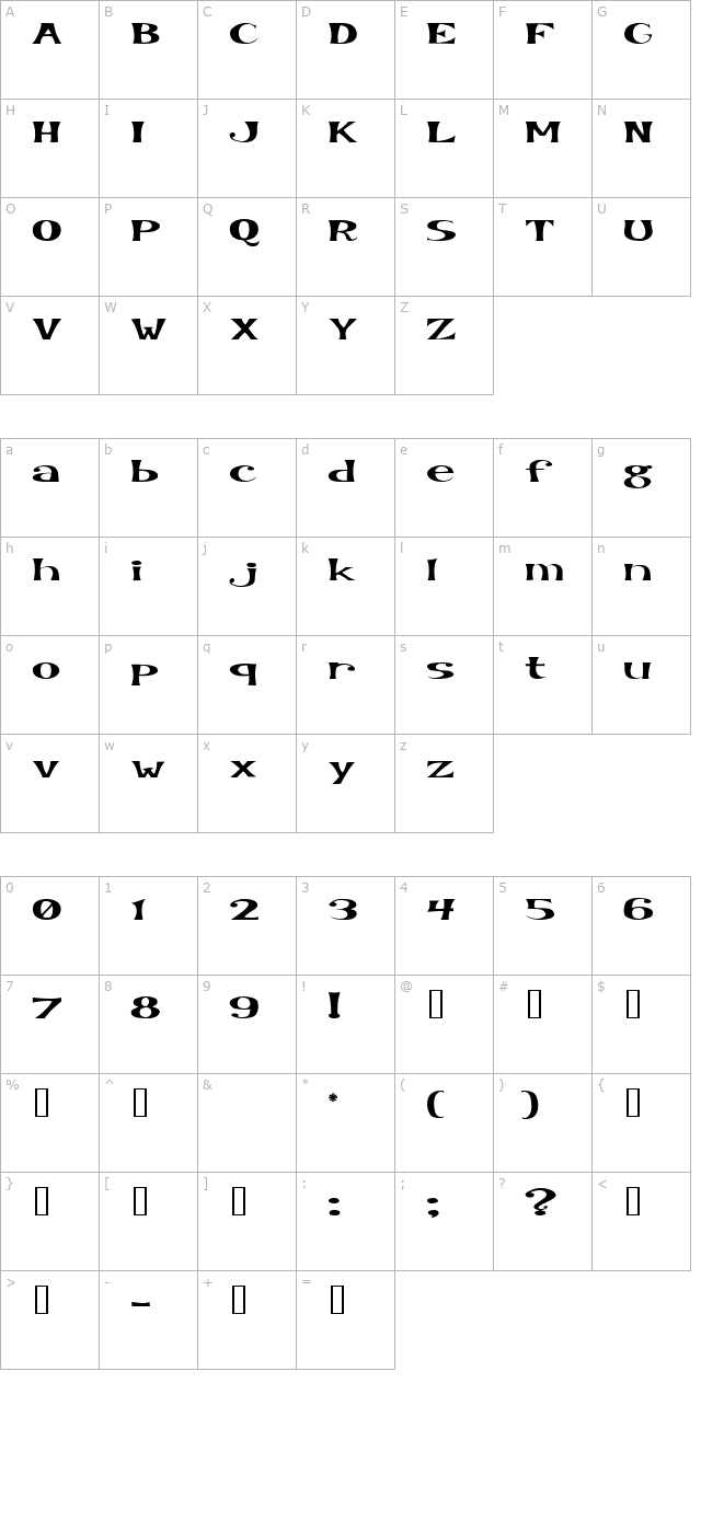 kookysquat character map