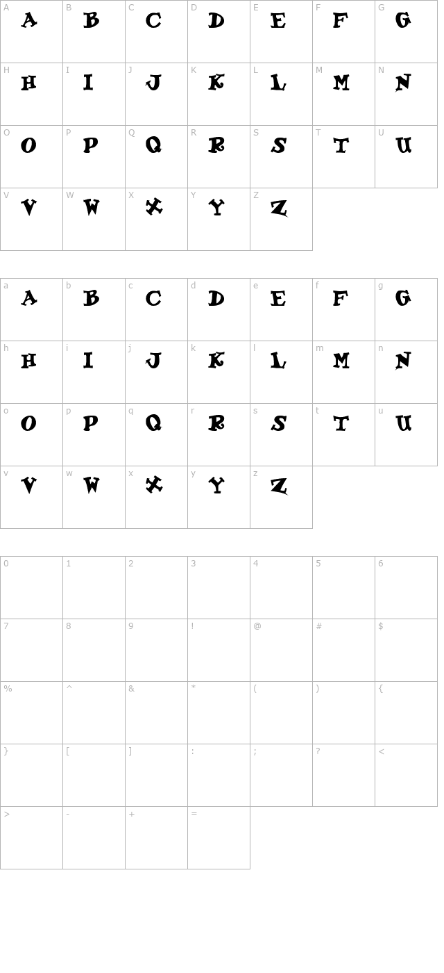 koolkapsdisplay-bold character map