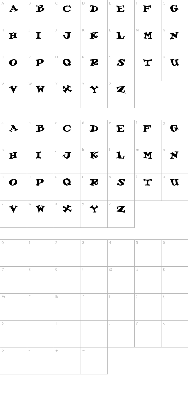 KoolKapsDisplayHvy Bold character map