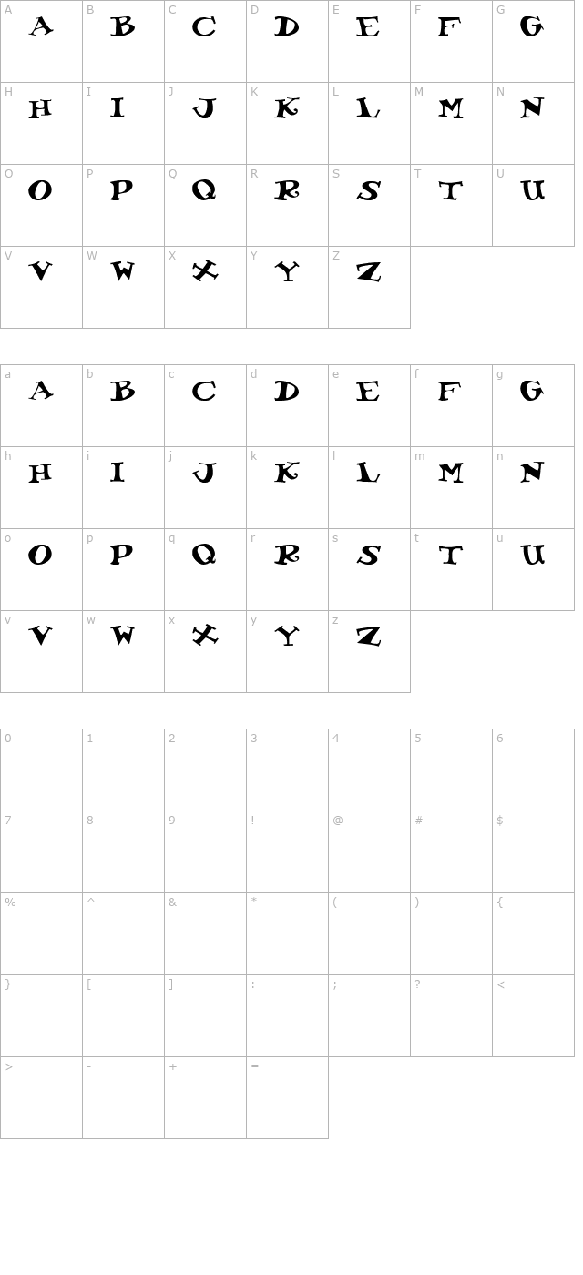 koolkapsdisplayhvy character map