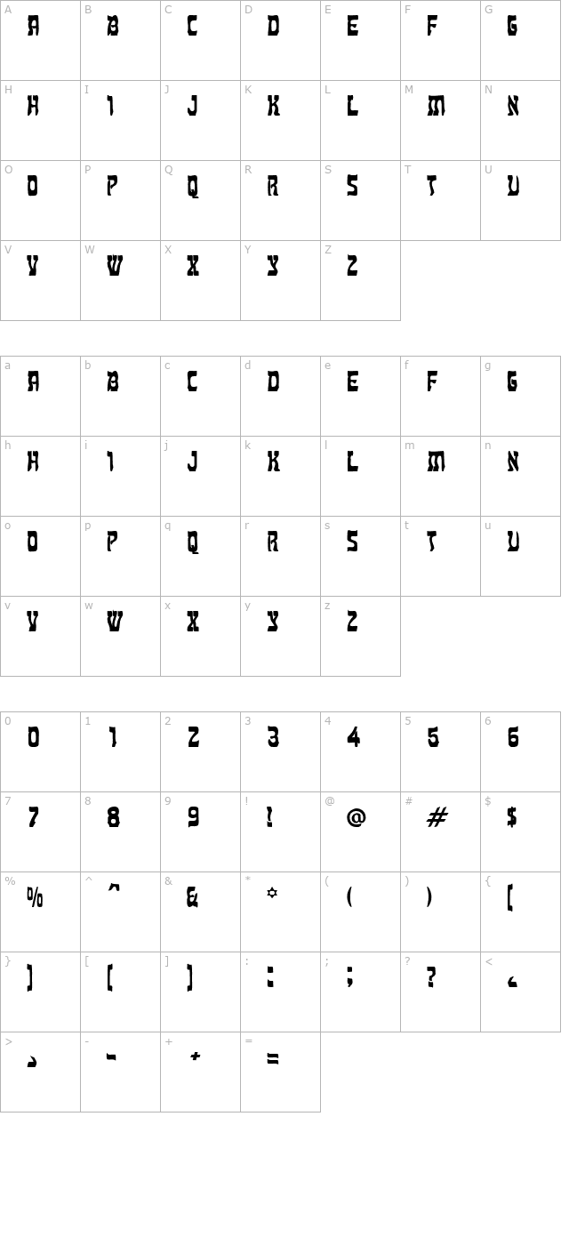 kosher-bold character map