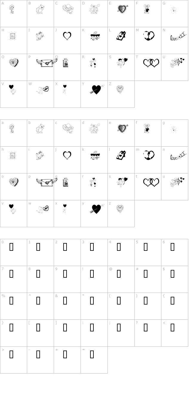 KR Be Mine character map