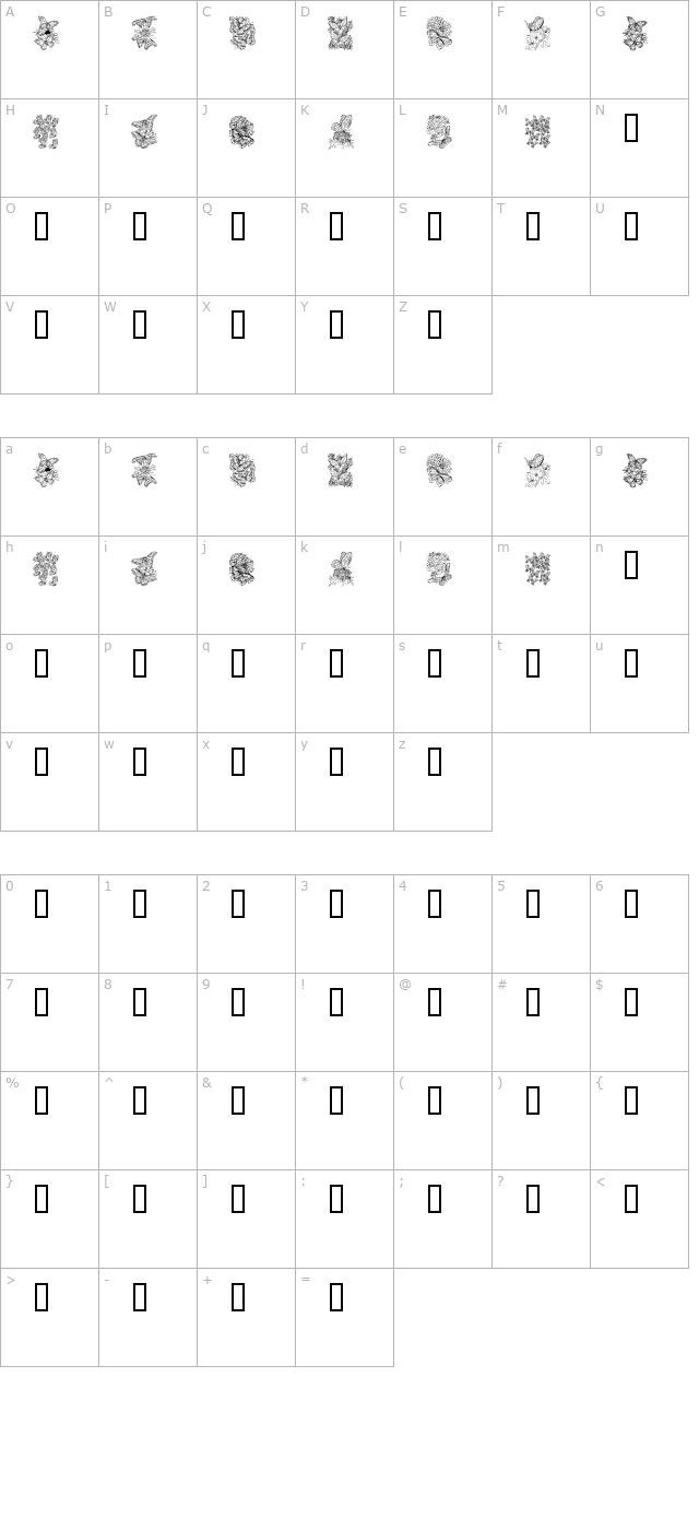 KR Beautiful Butterfly character map