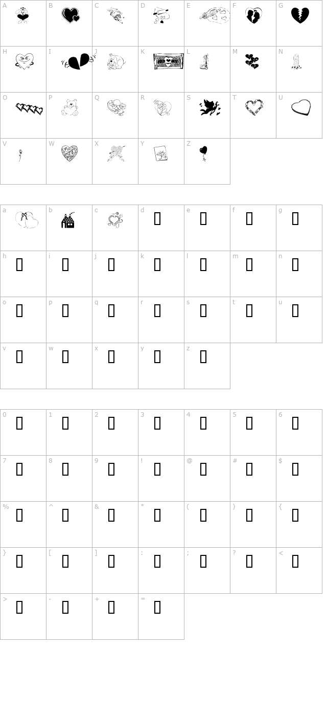 KR Belated Valentine character map