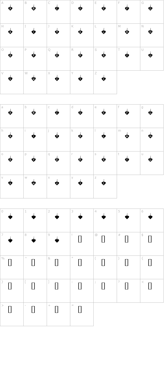 KR Burning Love character map