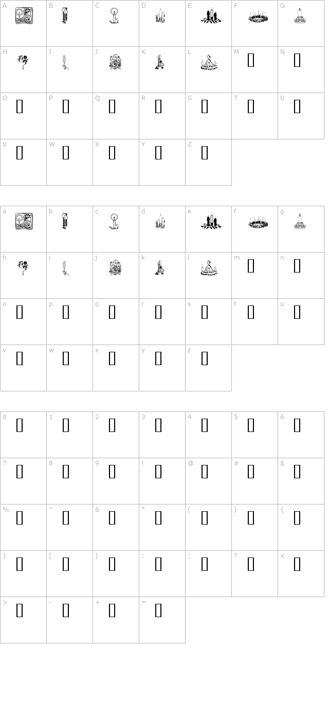 KR Christmas Candles character map