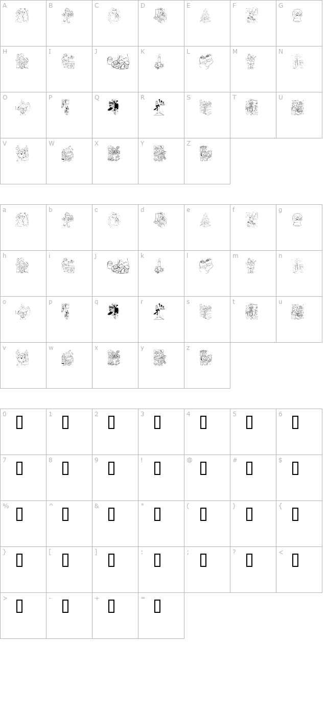 KR Color Me Christmas 2002 character map