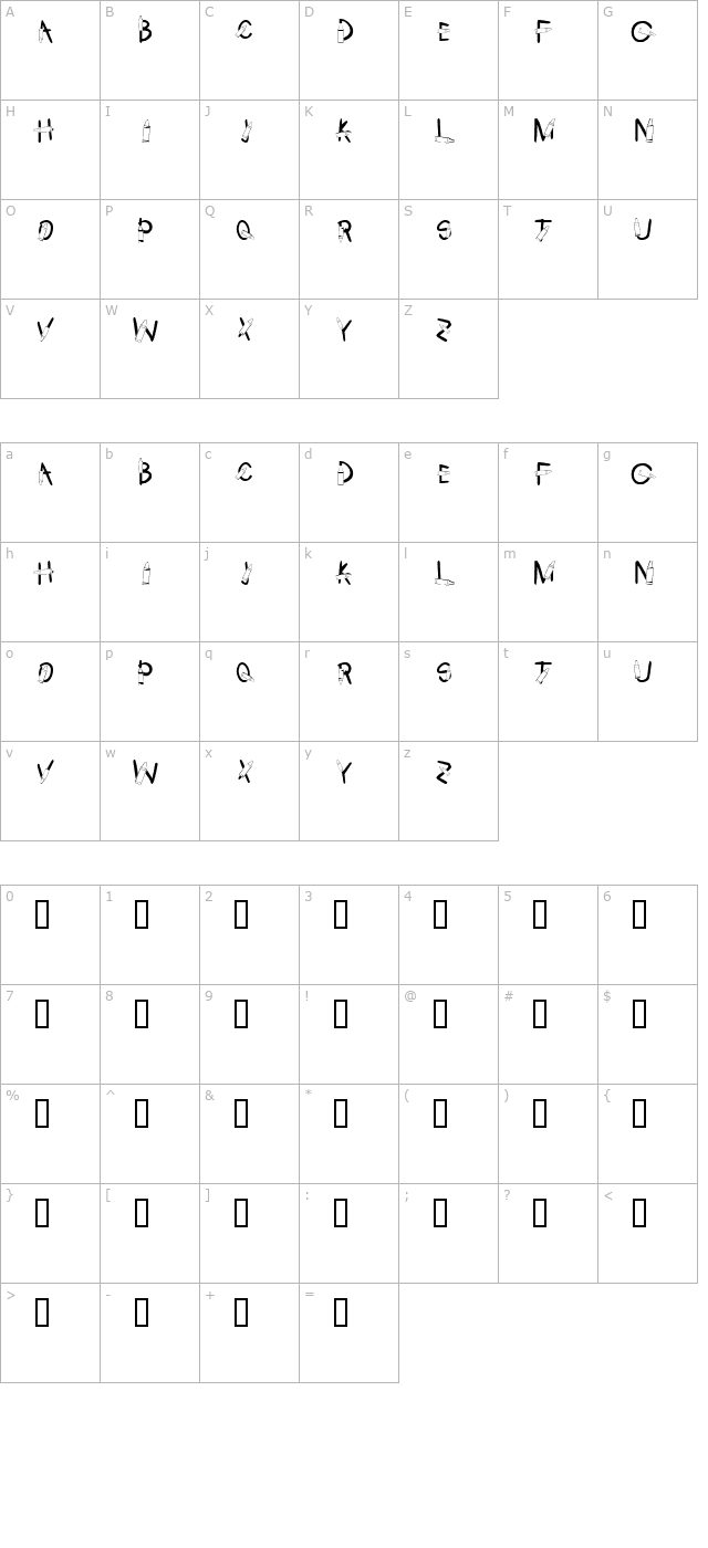 KR Crayons character map