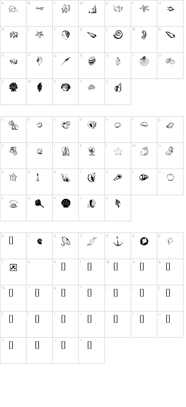 KR Down By The Sea character map