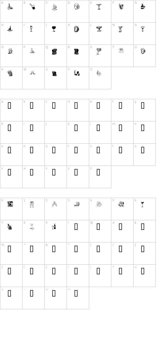 KR Drink Up! character map