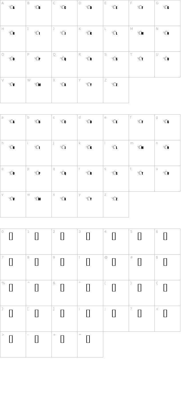 KR Font Fishin 2 character map