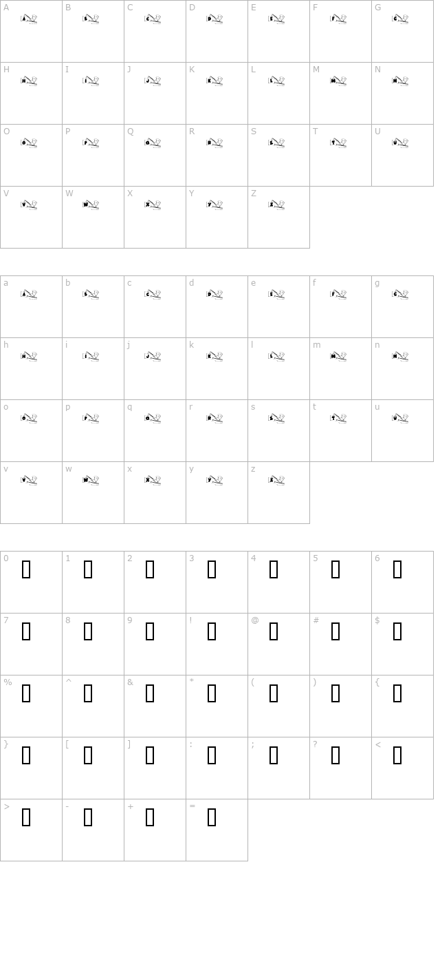 KR Font Fishin character map