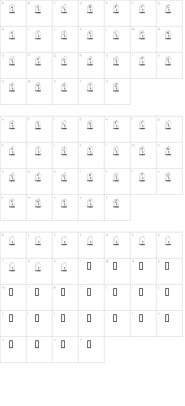 kr-gravestone character map