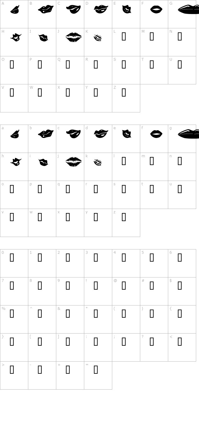 KR Lippy character map