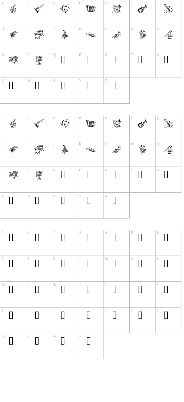 KR Music Class character map