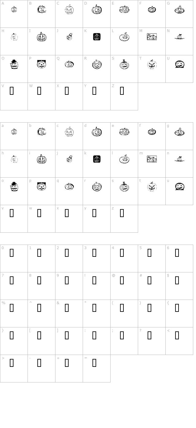 KR Pick A Pumpkin character map