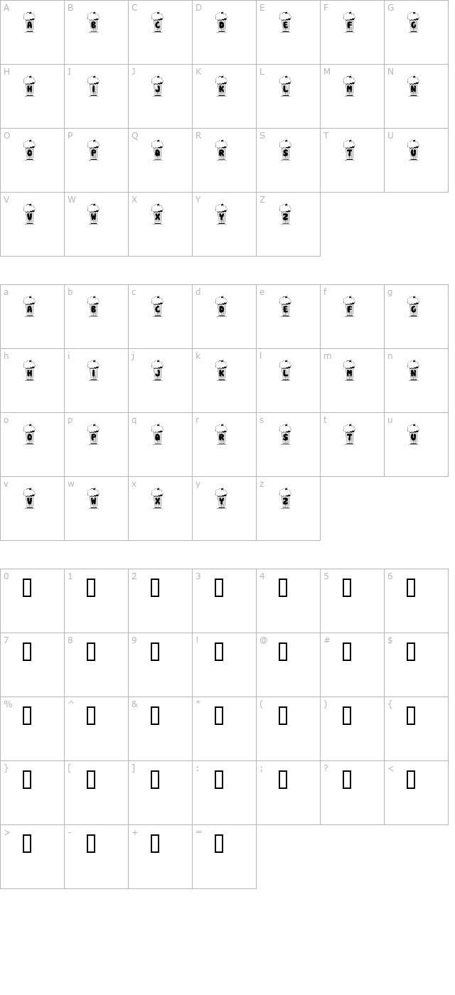 KR Shake character map