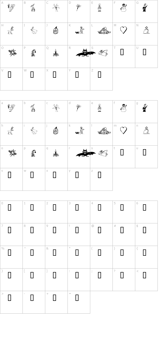 KR Silly Art Holiday character map