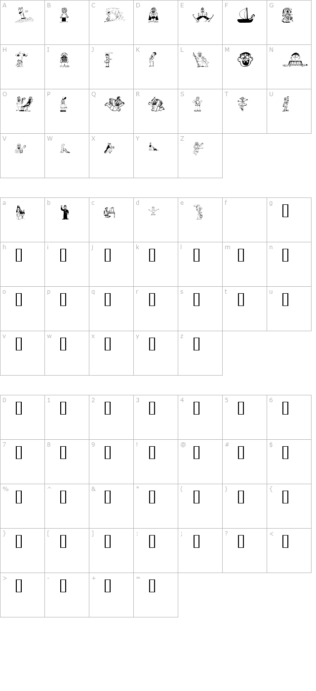 KR Silly Art People character map