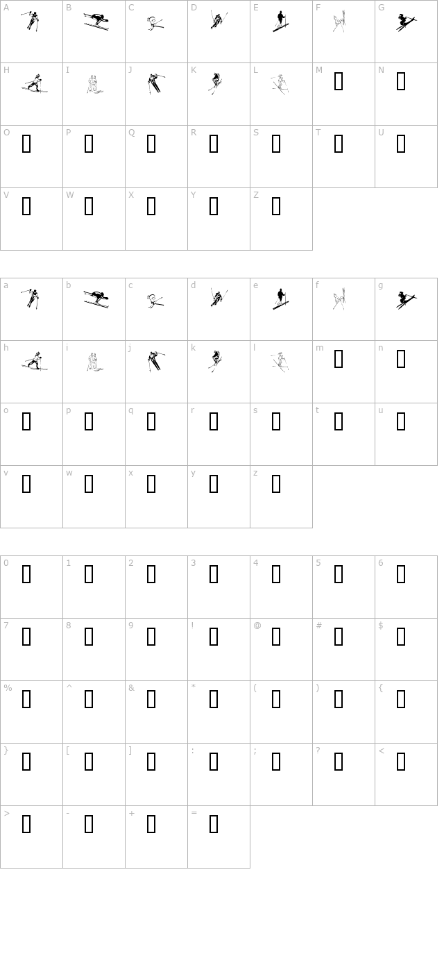 KR Ski character map