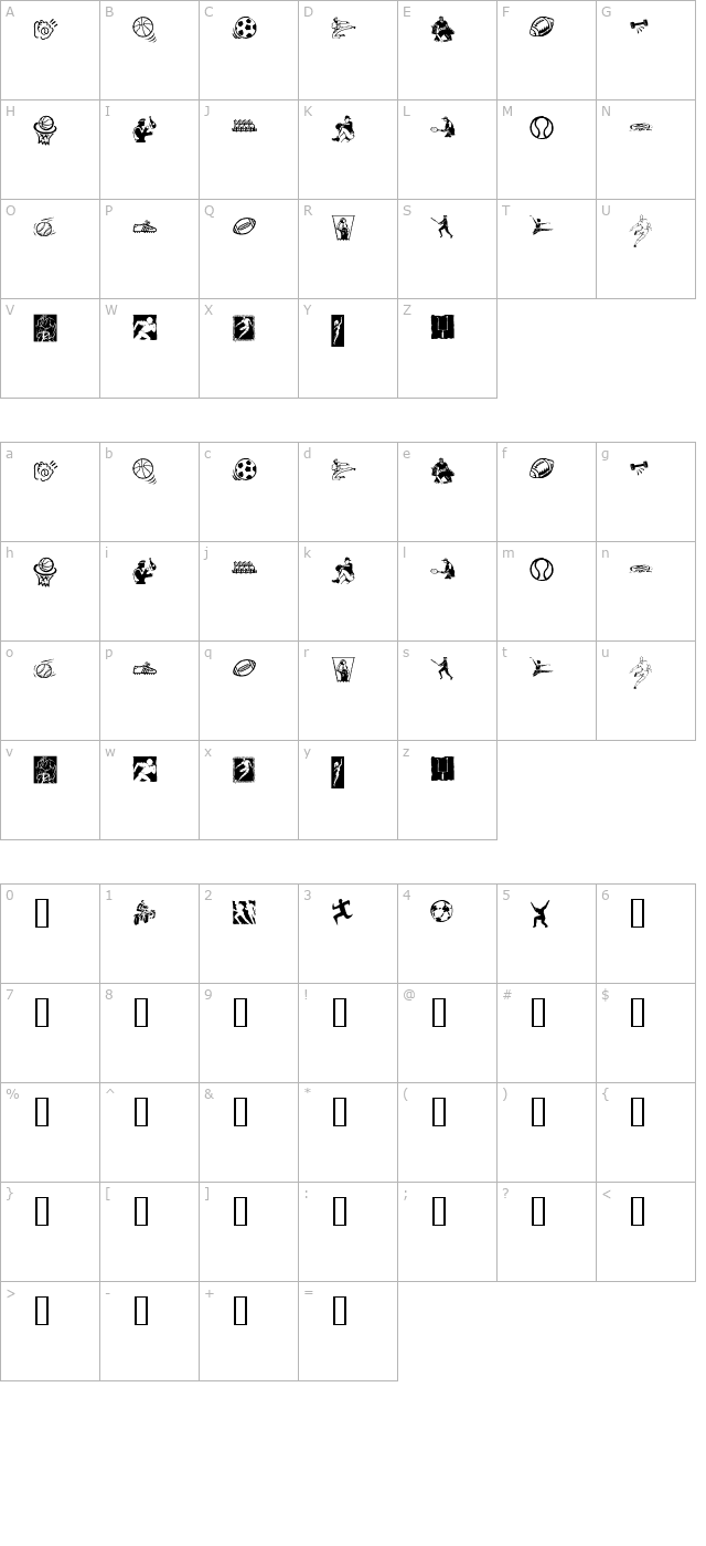 KR Sports Dings character map