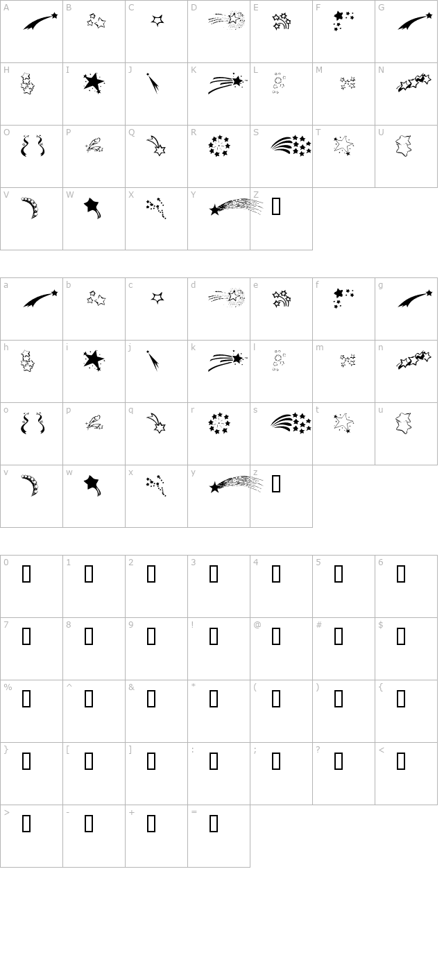 KR Starry Eyed character map