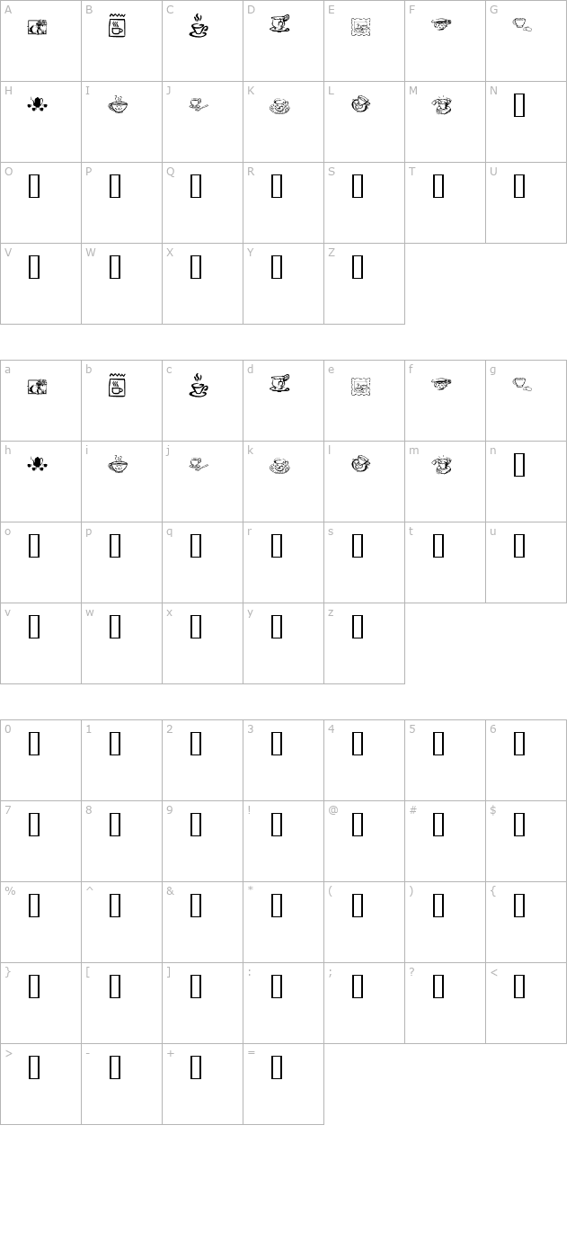 KR Teatime Dings character map