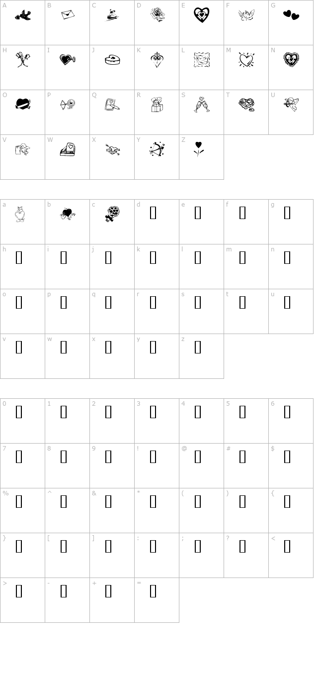 KR Valentine 2003 character map